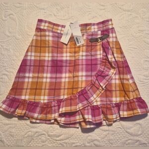 Janie and Jack girls size 10 pink and tan plaid skirt NEW